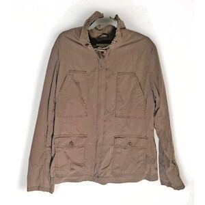 Eddie Bauer Utility Anorak Jacket Womens XL Olive Safari Military Cotton Blend